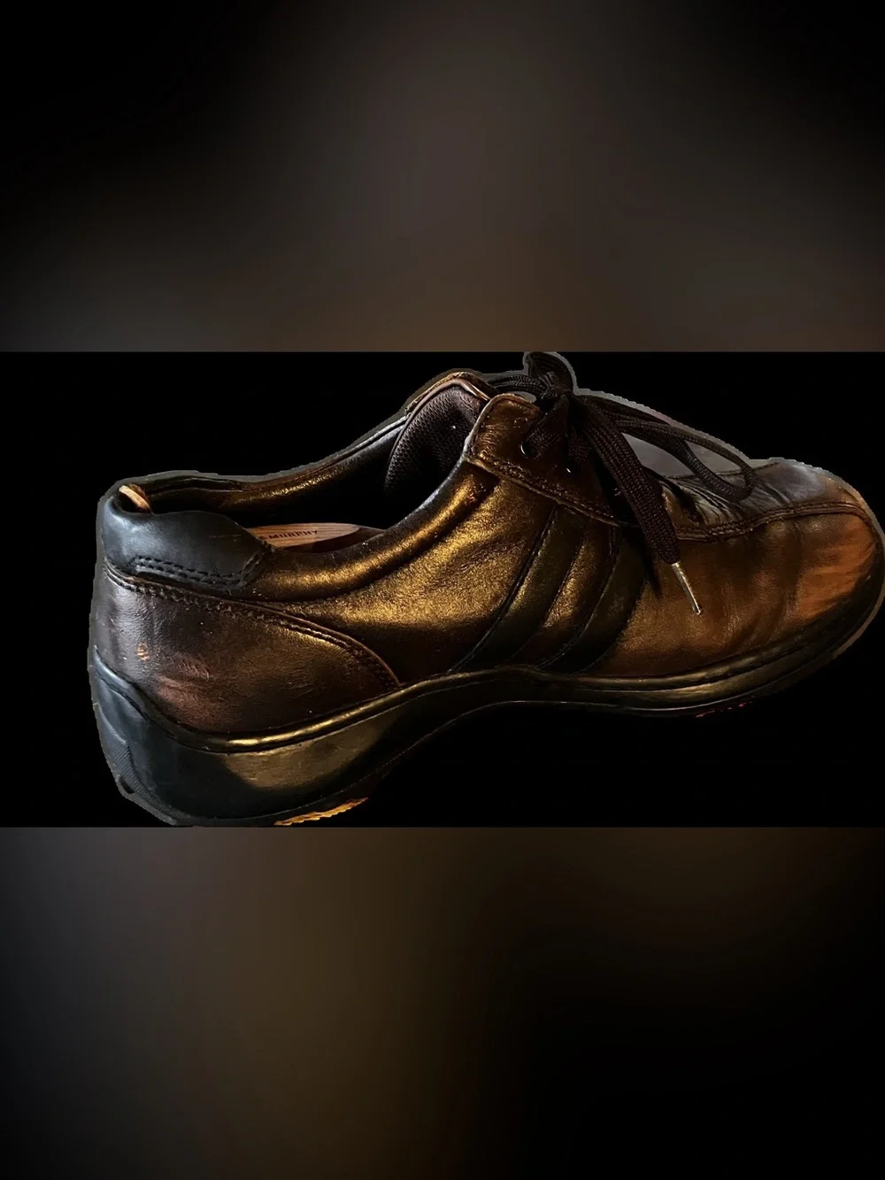 Skechers Brown Leather Lace-Up Oxford with Dark Contrast Stripes